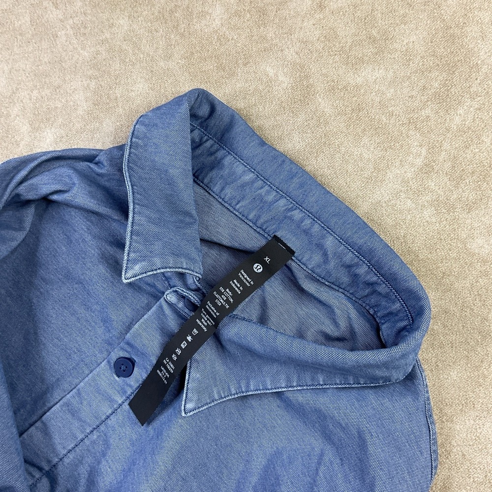 Lululemon Commission Long Sleeve Button‎ Down Shirt Mens XL Washed Blue LM3DJOS - Picture 5 of 7